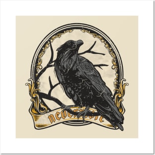 Dark Gothic Raven - EAP Nevermore Vintage Frame 1 Posters and Art